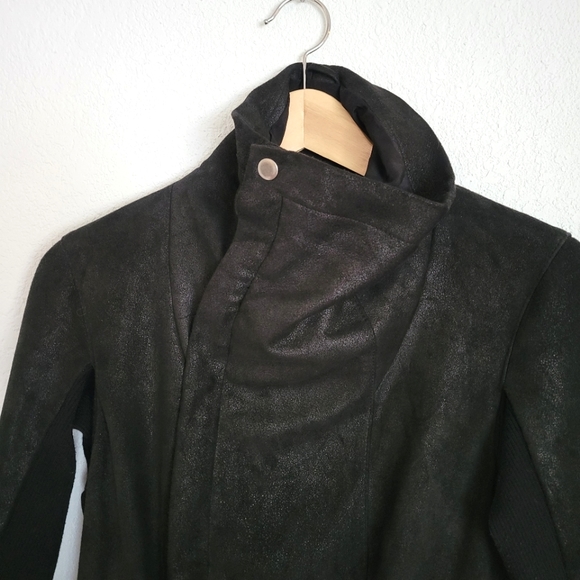 Veda Shawl Front Suede Fitted Leather Jacket Small - Picture 2 of 12